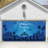 Aperturee - Aperturee Blue Night Jesus Pilgrimage Xmas Garage Door Banner